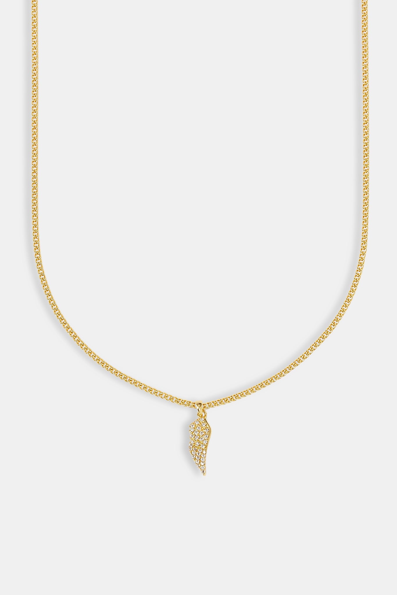 Micro Iced Angel Wing Necklace - 15mm - Gold